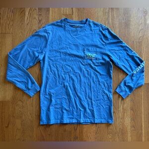 Vineyard Vines Ocean Blue Long Sleeve Tee Soccer Print Whale